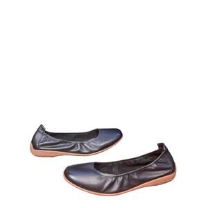 Josef Seibel Black Leather Ballet Flats with Brown Soles
